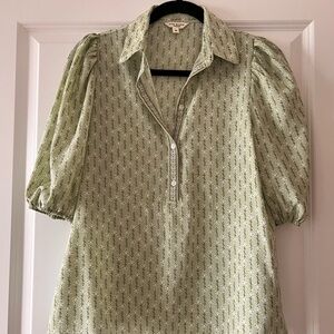 Max Studio Light Green Patterned Blouse